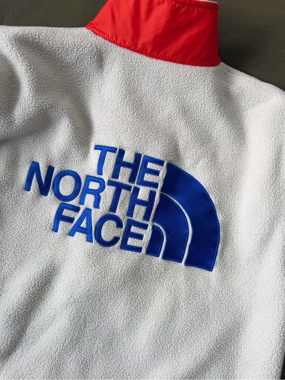 The North Face Fleece Jacket Medium Color Block White Orange